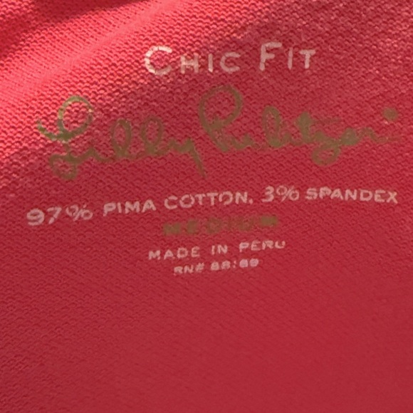 Lilly Pulitzer Chic Fit Women's Sz M Collared Polo Shirt Pink & Palm Tree Logo - Picture 4 of 5